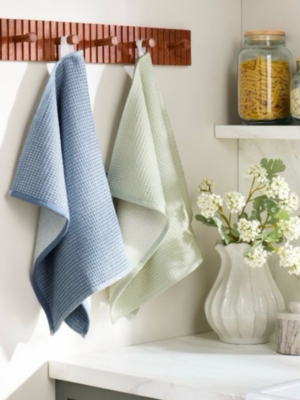 Waffle Kitchen Towels Blue/Light Green (Set of 2) - Hearth & Hand with Magnolia